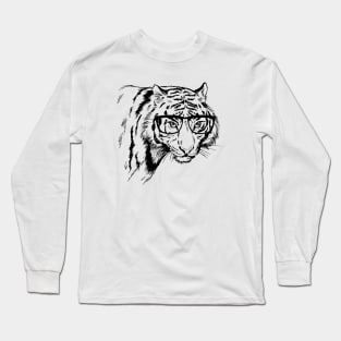 Tiger Head Hand Drawn Long Sleeve T-Shirt